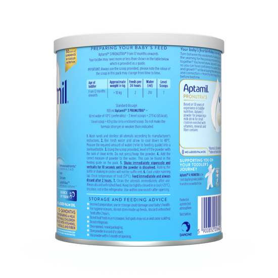 Aptamil® 3 PRONUTRA® prah za pripremu mlečnog napitka za malu decu od 12 do 24 meseca 400 g - leva strana pakovanja