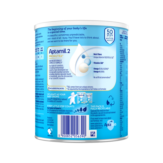 Aptamil® 2 PRONUTRA® Prelazno mleko za odojčad 400g - zadnja strana pakovanja
