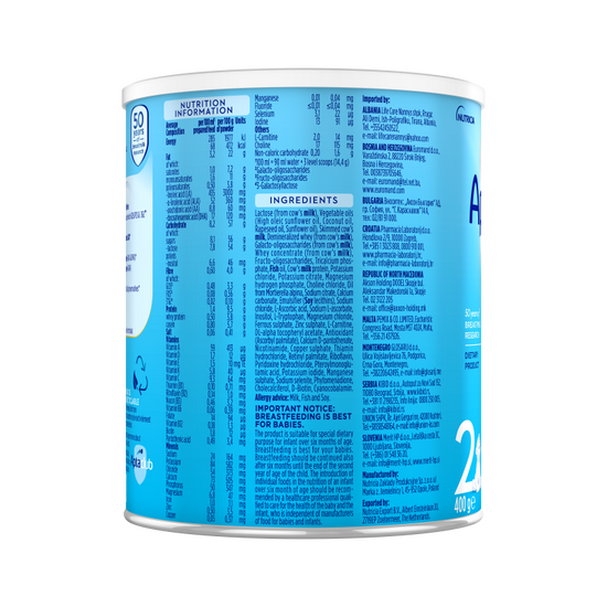 Aptamil® 2 PRONUTRA® Prelazno mleko za odojčad 400g - desna strana pakovanja