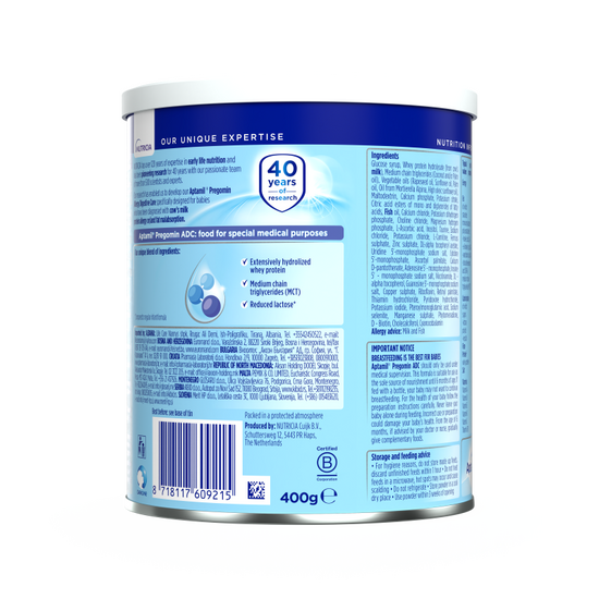 Aptamil® Allergy Digestive Care 400 g - zadnja strana pakovanja