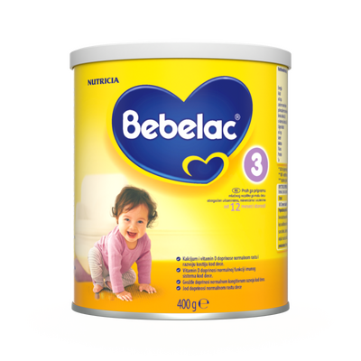 Bebelac® 3 Prah za pripremu mlečnog napitka za malu decu iznad 12 meseci 400 g - prednja strana pakovanja